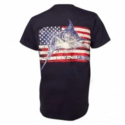 Calcutta Men's American Flag Marlin T-shirt Apparel