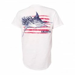 Calcutta Men's American Flag Marlin T-shirt Apparel