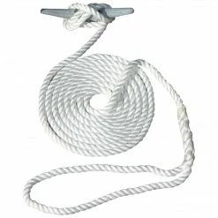 Invincible Marine Boating & Marine Dock Line - 1/2" Twisted Nylon Hand Spliced 3-strand White (Multiple Lengths)