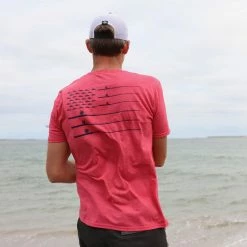 Calcutta Men's Fishing Rod Flag T-Shirt Apparel